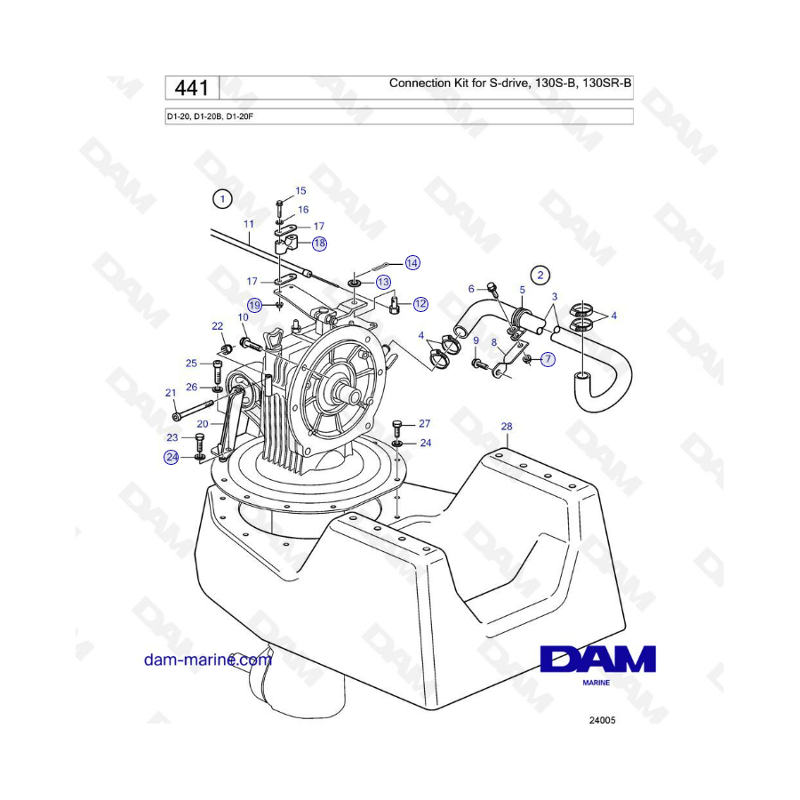 Volvo Penta D1-20 / D1-20B / D1-20F-Connection Kit for S-Drive, 130S-B / 130SR-B 