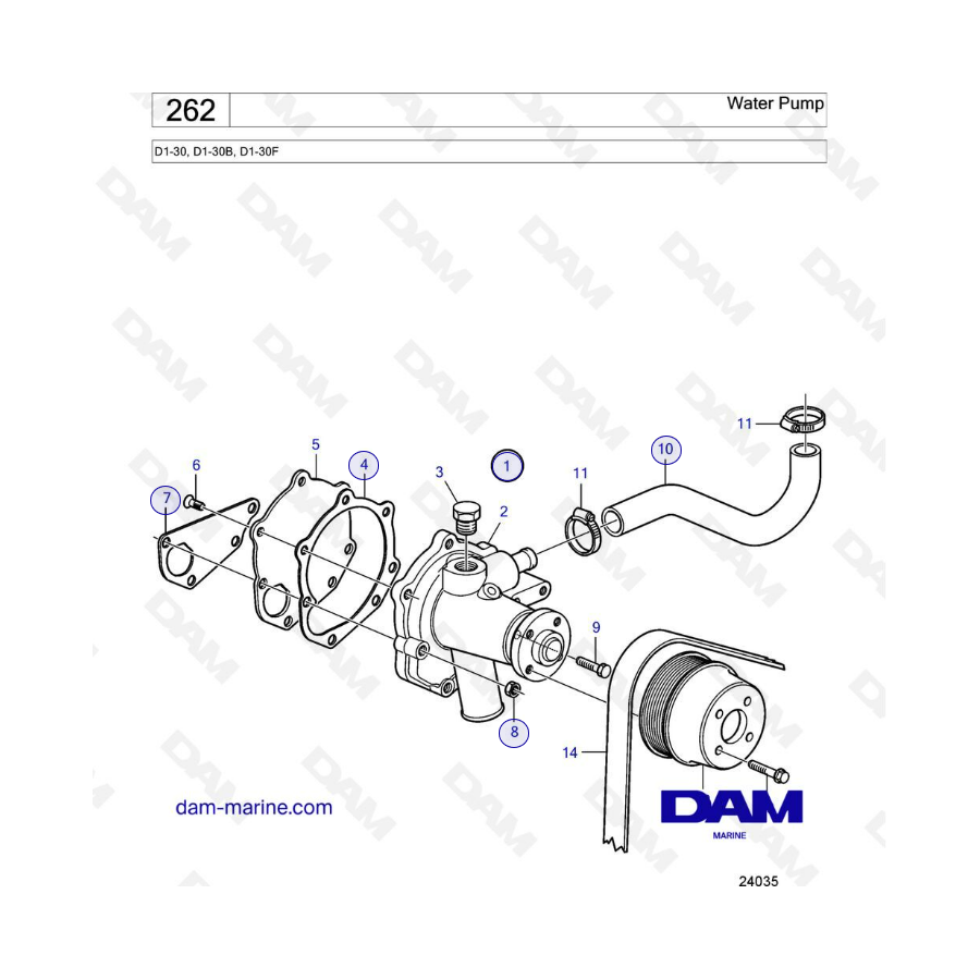 Volvo Penta D1-30/D1-30B/D1-30F - Water pump 