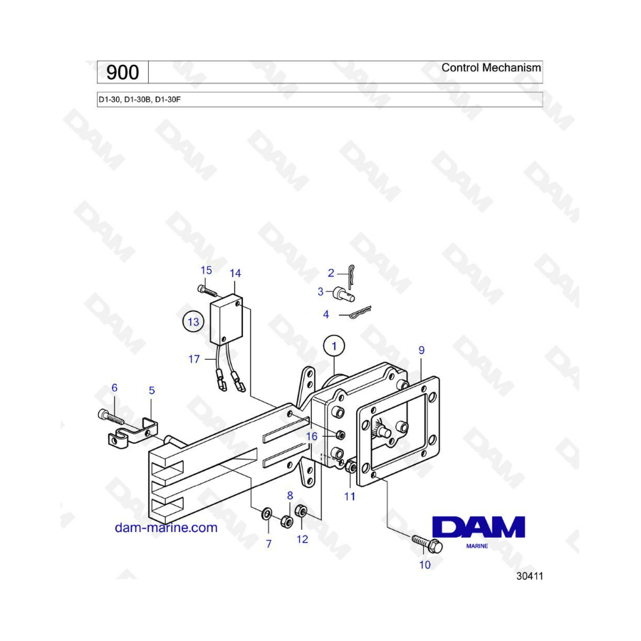 Volvo Penta D1-30/D1-30B/D1-30F-Control mechanism 