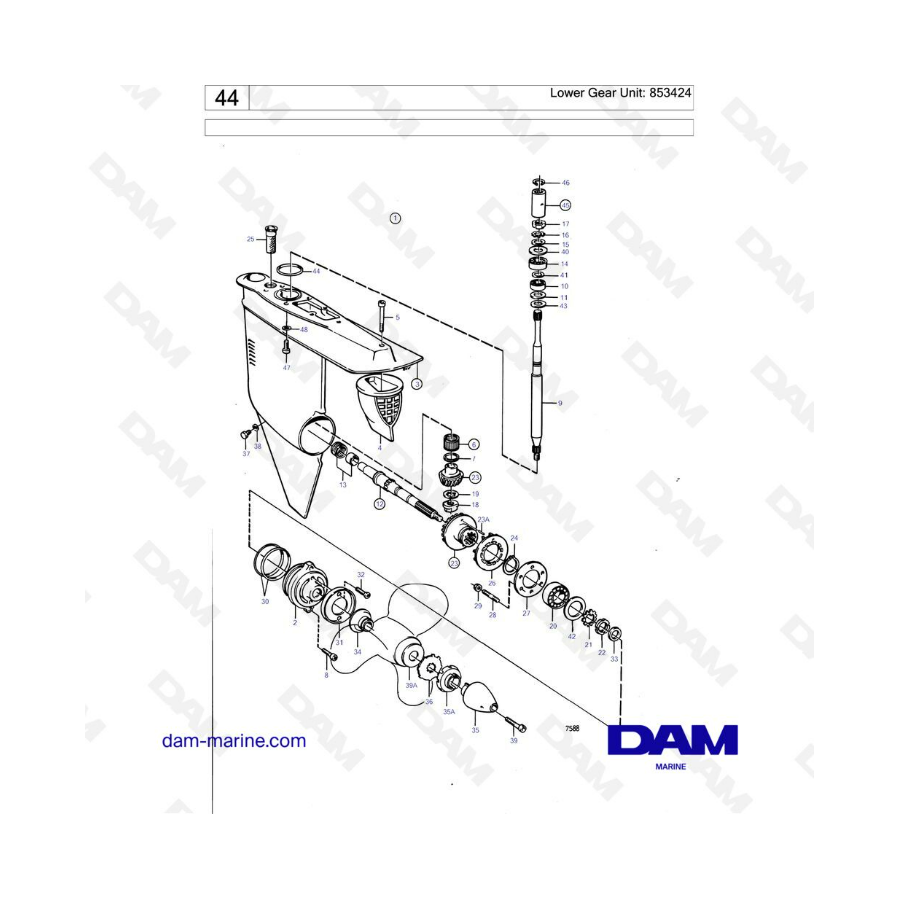Volvo Penta AQ120B / AQ125B / AQ140A / BB140A - Lower gear unit: 853424 Volvo Penta AQ120B / AQ125B / AQ140A / BB140A - Lower gear unit: 853424