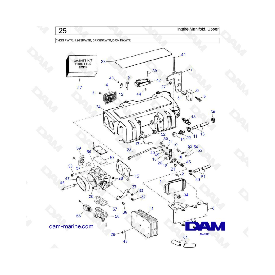 Volvo Penta 7.4L GSI / 8.2L GSI - Intake manifold, upper 